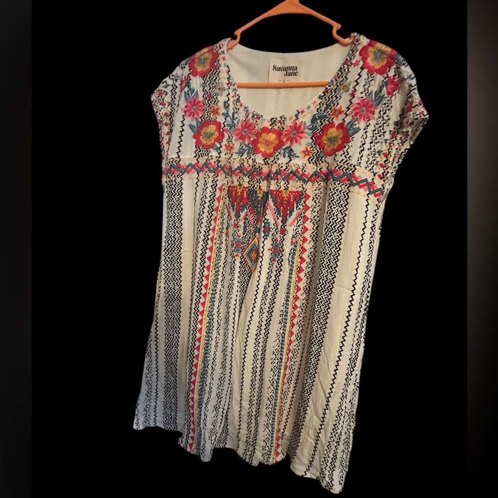 Signature by Sangria Cream Pleated Embellished Dress - Picture 1 of 3